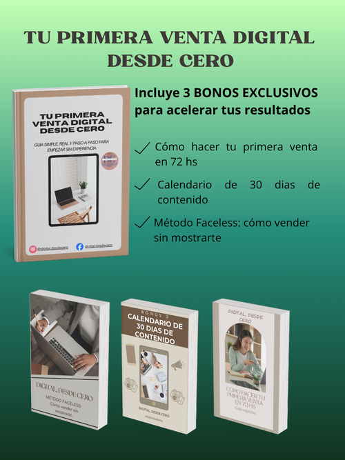 Tu primera venta digital desde cero + 3 BONOS IMPERDIBLES